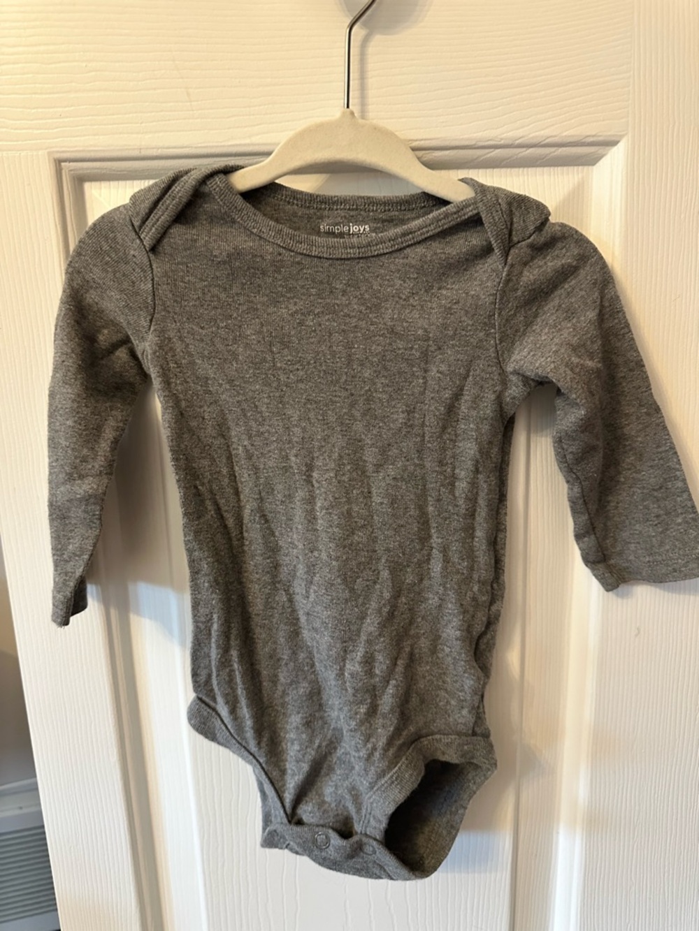 Simple Gray Long Sleeve Baby Bodysuit